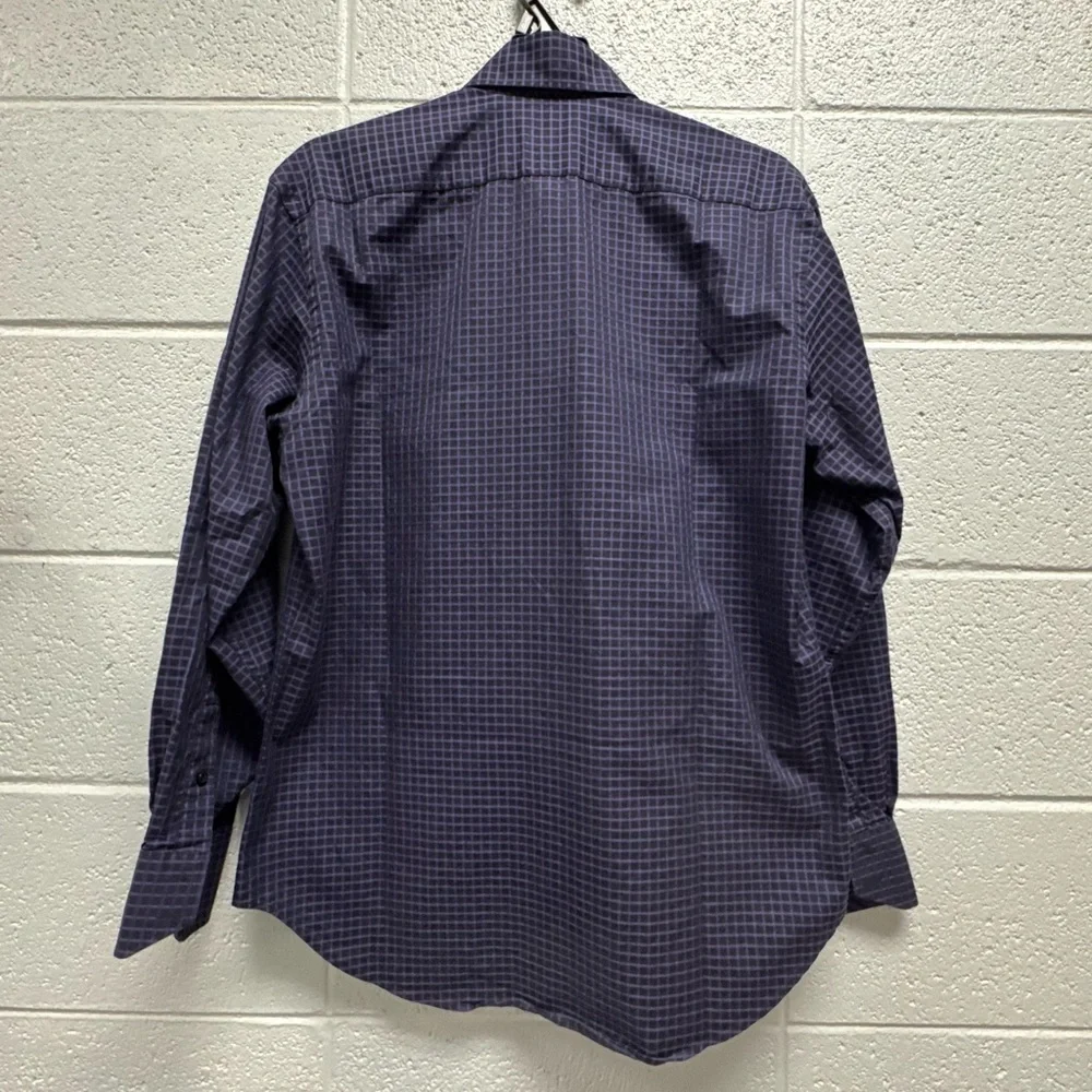 TailorByrd Men’s Button Down Shirt‎ M Black Purple Check Long Sleeve Classic